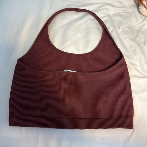 Maroon Cropped ribbed halter top from cotton on - Picture 2 of 3